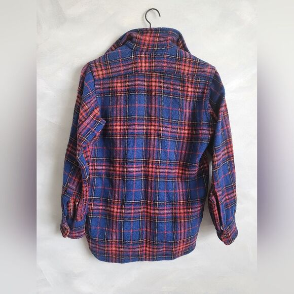 1950s Great Western All Wool Plaid Button Up Long Sleeve Shirt Size 14.5 FLAWS - Picture 8 of 14